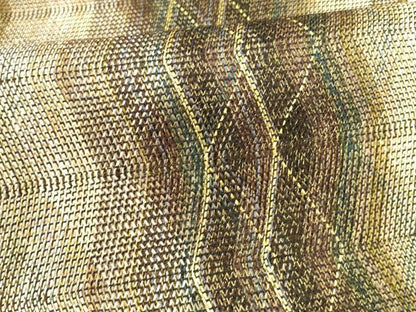 平和屋着物＊夏物 両面 全通柄袋帯 組織 抽象間道 間道 金糸 正絹 逸品 DAAZ4254cm