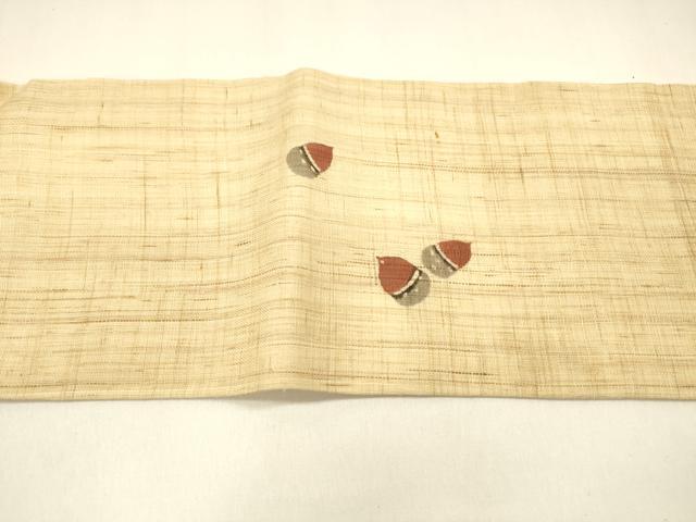 平和屋着物＊人間国宝 芹沢圭介一番弟子 下平清人 夏物 九寸名古屋帯 手描き どんぐり 麻 逸品 DAAZ4259cm