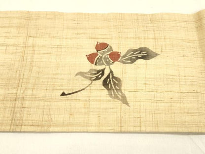 平和屋着物＊人間国宝 芹沢圭介一番弟子 下平清人 夏物 九寸名古屋帯 手描き どんぐり 麻 逸品 DAAZ4259cm