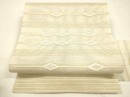 平和屋着物＊夏物 絽綴れ 八寸名古屋帯 抽象文様 金糸 正絹 逸品 DAAZ4260cm