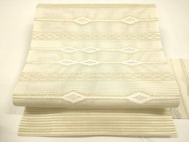 平和屋着物＊夏物 絽綴れ 八寸名古屋帯 抽象文様 金糸 正絹 逸品 DAAZ4260cm