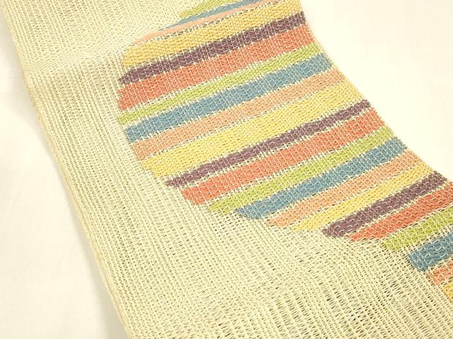 平和屋着物＊夏物 八寸名古屋帯 横段文 正絹 逸品 DAAZ4261cm