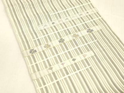 平和屋着物＊夏物 八寸名古屋帯 横段花文 金銀糸 正絹 逸品 DAAZ4262cm