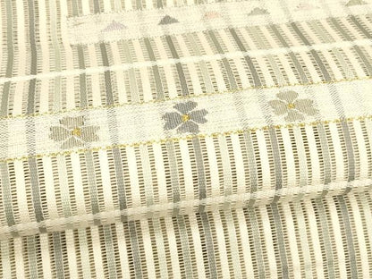 平和屋着物＊夏物 八寸名古屋帯 横段花文 金銀糸 正絹 逸品 DAAZ4262cm