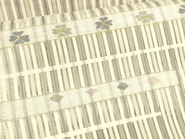 平和屋着物＊夏物 八寸名古屋帯 横段花文 金銀糸 正絹 逸品 DAAZ4262cm