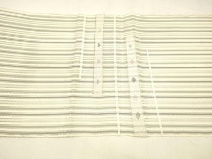 平和屋着物＊夏物 八寸名古屋帯 横段花文 金銀糸 正絹 逸品 DAAZ4262cm