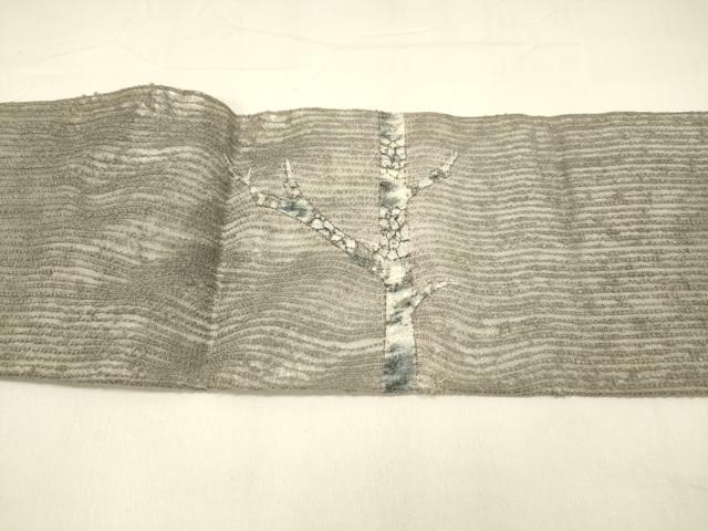 平和屋着物＊夏物 九寸名古屋帯 樹木文 銀糸 正絹 逸品 DAAZ4263cm