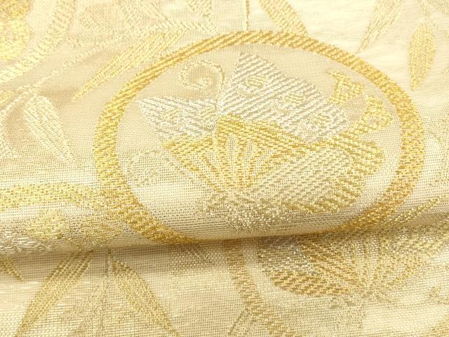 平和屋着物＊夏物 老舗織元 泰生織物 太鼓柄 本袋帯 花蝶丸文 金銀糸 正絹 逸品 DAAZ4267cm
