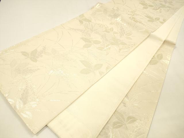 平和屋着物＊夏物 六通柄袋帯 草葉文 金糸 正絹 逸品 DAAZ4269cm