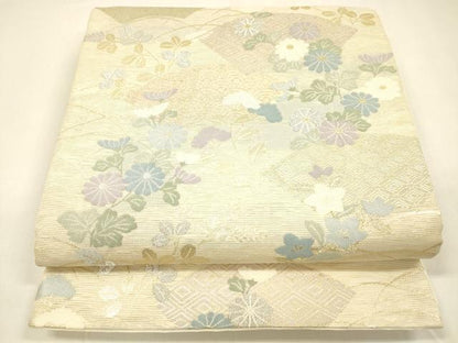 平和屋着物＊夏物 六通柄袋帯 草花文 金銀糸 正絹 逸品 DAAZ4270cm