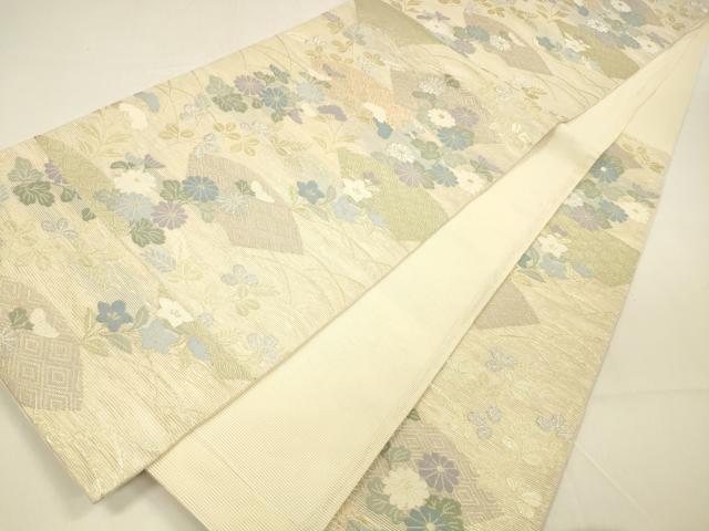 平和屋着物＊夏物 六通柄袋帯 草花文 金銀糸 正絹 逸品 DAAZ4270cm
