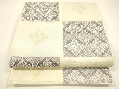 平和屋着物＊夏物 六通柄袋帯 モダン市松 金銀糸 正絹 逸品 DAAZ4271cm