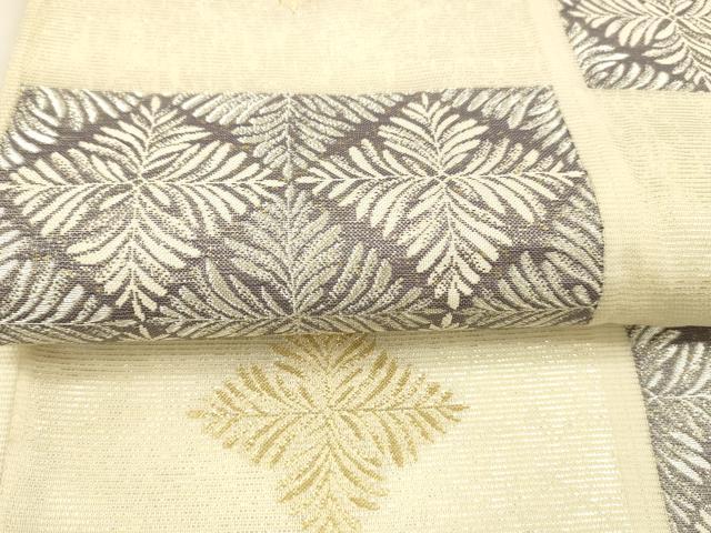 平和屋着物＊夏物 六通柄袋帯 モダン市松 金銀糸 正絹 逸品 DAAZ4271cm