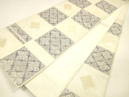 平和屋着物＊夏物 六通柄袋帯 モダン市松 金銀糸 正絹 逸品 DAAZ4271cm