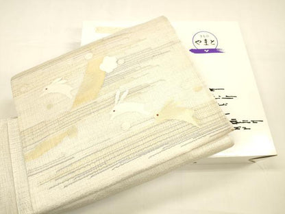 平和屋着物＊夏物 ワンタッチつけ帯 跳び兎 金銀糸 やまと誂製 箱付き 正絹 逸品 DAAZ4273cm