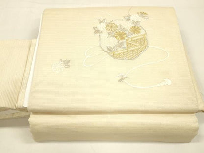 平和屋着物＊夏物 中国三大刺繍 スワトウ刺繍 汕頭刺繍 総刺繍 ワンタッチつけ帯 草花文 金銀糸 正絹 逸品 DAAZ4275cm
