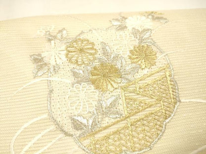 平和屋着物＊夏物 中国三大刺繍 スワトウ刺繍 汕頭刺繍 総刺繍 ワンタッチつけ帯 草花文 金銀糸 正絹 逸品 DAAZ4275cm