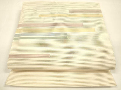 平和屋着物＊夏物 絽綴れ 八寸名古屋帯 横段文 正絹 逸品 DAAZ4276cm