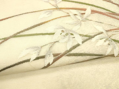 平和屋着物＊夏物 九寸名古屋帯 草花文 金銀糸 正絹 逸品 DAAZ4277cm
