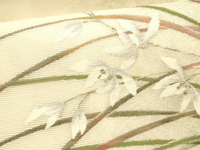 平和屋着物＊夏物 九寸名古屋帯 草花文 金銀糸 正絹 逸品 DAAZ4277cm