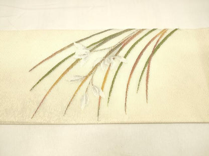 平和屋着物＊夏物 九寸名古屋帯 草花文 金銀糸 正絹 逸品 DAAZ4277cm
