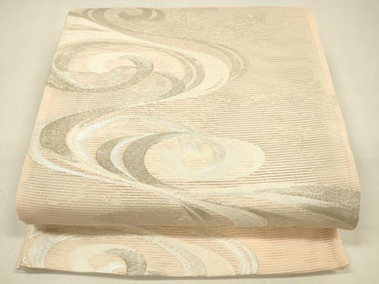 平和屋着物＊夏物 六通柄袋帯 流水文 銀糸 正絹 逸品 DAAZ4282cm