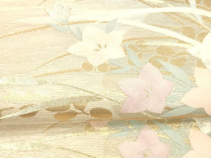 平和屋着物＊夏物 六通柄袋帯 草葉文 金銀糸 正絹 逸品 DAAZ4283cm
