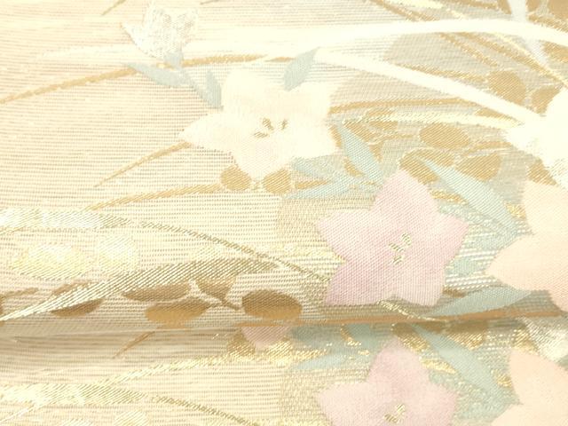 平和屋着物＊夏物 六通柄袋帯 草葉文 金銀糸 正絹 逸品 DAAZ4283cm