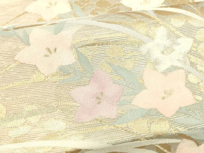 平和屋着物＊夏物 六通柄袋帯 草葉文 金銀糸 正絹 逸品 DAAZ4283cm