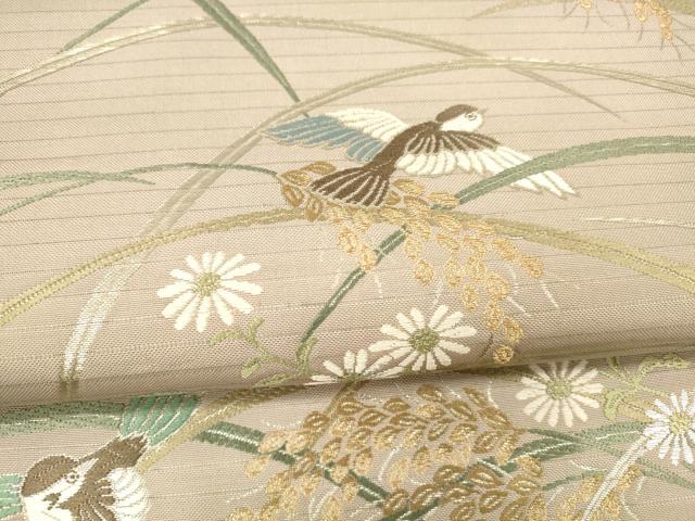 平和屋着物＊夏物 西陣 服部織物謹製 六通柄袋帯 花鳥文 金銀糸 正絹 逸品 DAAZ4284cm