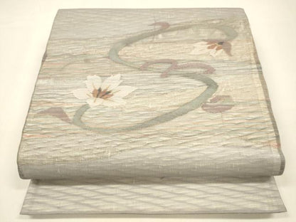 平和屋着物＊夏物 太鼓柄袋帯 更紗花文 金銀糸 正絹 逸品 DAAZ4285cm