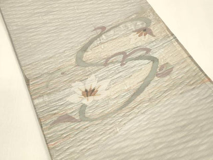 平和屋着物＊夏物 太鼓柄袋帯 更紗花文 金銀糸 正絹 逸品 DAAZ4285cm