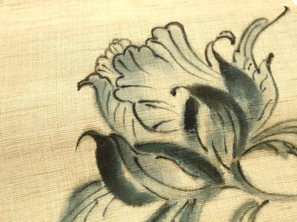 平和屋着物＊夏物 八寸名古屋帯 手描き 枝花文 麻 逸品 DAAZ4286cm