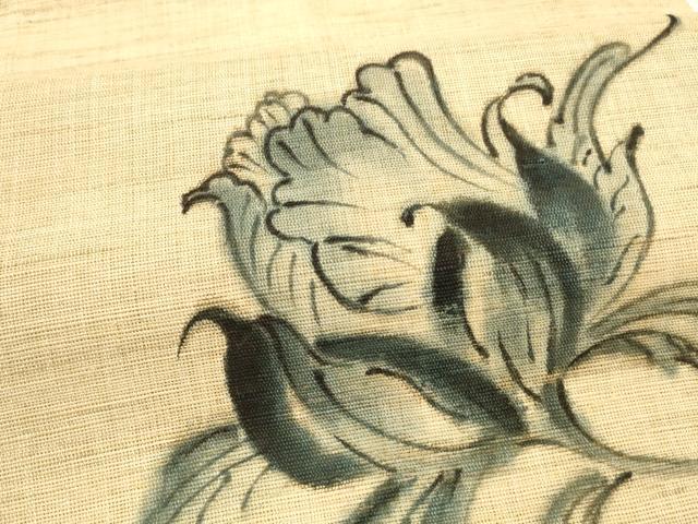 平和屋着物＊夏物 八寸名古屋帯 手描き 枝花文 麻 逸品 DAAZ4286cm