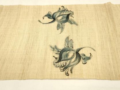 平和屋着物＊夏物 八寸名古屋帯 手描き 枝花文 麻 逸品 DAAZ4286cm