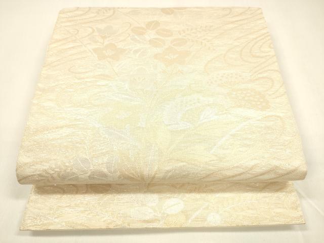 平和屋着物＊夏物 銀座きしや 六通柄袋帯 草花文 金銀糸 たとう紙付き 正絹 逸品 DAAZ4288cm