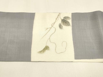 平和屋着物＊夏物 九寸名古屋帯 手描き 葡萄蔦の葉文 正絹 逸品 DAAZ4291cm