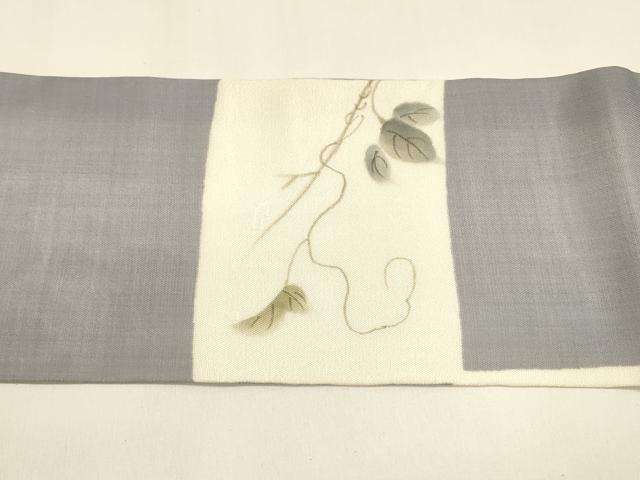 平和屋着物＊夏物 九寸名古屋帯 手描き 葡萄蔦の葉文 正絹 逸品 DAAZ4291cm