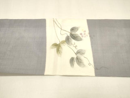 平和屋着物＊夏物 九寸名古屋帯 手描き 葡萄蔦の葉文 正絹 逸品 DAAZ4291cm