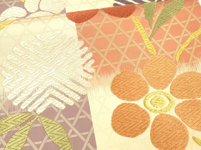 平和屋着物●六通柄袋帯 唐織 草花文 金糸 正絹 逸品 DAAZ4292cm