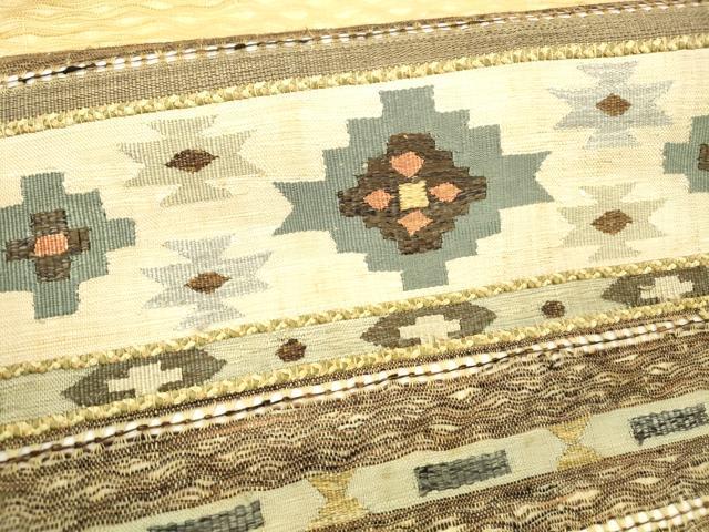 平和屋着物▽スリーシーズン 春夏秋 太鼓柄袋帯 すくい織 抽象文様 金糸 正絹 逸品 DAAZ4335cm