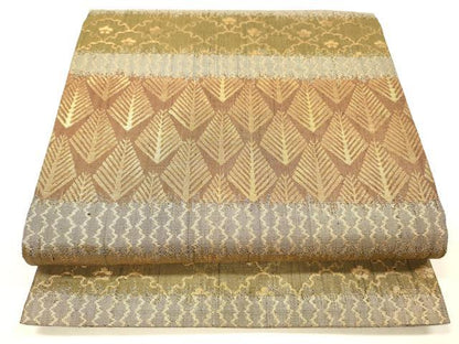 平和屋着物●六通柄袋帯 松葉花文 金糸 正絹 逸品 DAAZ4337cm