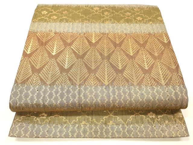 平和屋着物●六通柄袋帯 松葉花文 金糸 正絹 逸品 DAAZ4337cm