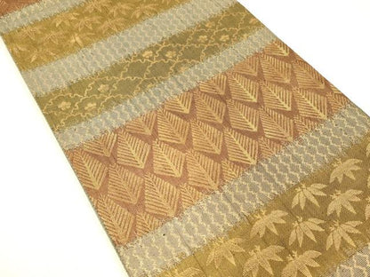 平和屋着物●六通柄袋帯 松葉花文 金糸 正絹 逸品 DAAZ4337cm