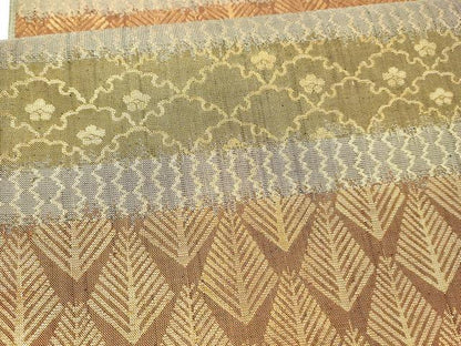 平和屋着物●六通柄袋帯 松葉花文 金糸 正絹 逸品 DAAZ4337cm