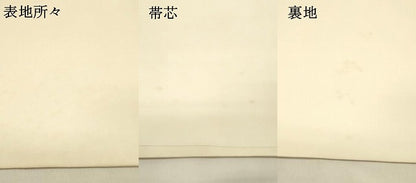 平和屋着物●塩瀬 九寸開き名古屋帯 手描き 草花文 正絹 逸品 DAAZ4354cm