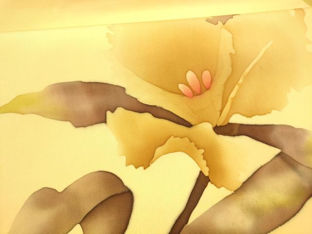 平和屋着物●塩瀬　九寸名古屋帯　ろうけつ染め　枝花文　正絹　逸品　DAAZ4358cm