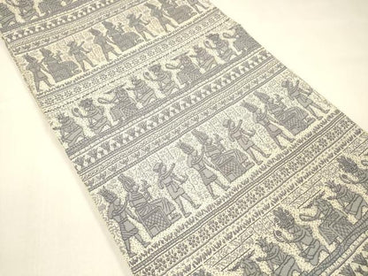 平和屋着物●本場筑前博多織　八寸名古屋帯　壁画文様　正絹　逸品　DAAZ4359cm