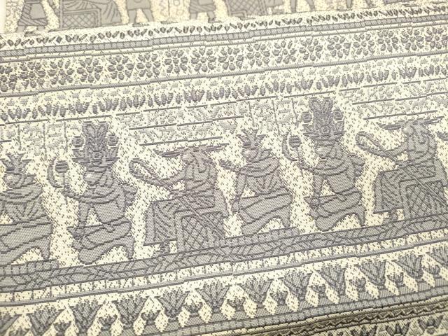 平和屋着物●本場筑前博多織　八寸名古屋帯　壁画文様　正絹　逸品　DAAZ4359cm