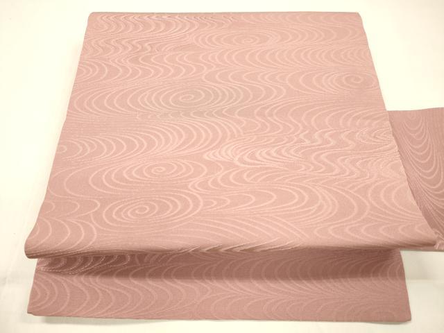 平和屋着物●全通柄九寸名古屋帯 流水地紋 紅梅色 正絹 逸品 DAAZ4363cm
